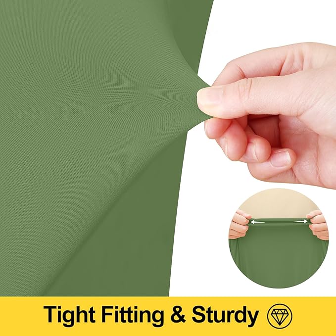 Smiry Spandex Tablecloth, Elastic Fitted Stretch Tablecloth for 8FT Rectangle Tables, Waterproof Washable Table Cover Skirt for Outdoor, Wedding, Banquet & Parties (Sage Green, 96Lx30Wx30H Inch)