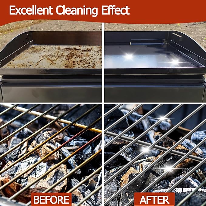 Griddle Cleaning Kit for Blackstone, Professional Flat Top Grill Cleaning Kit, with Heavy Duty Griddle Scraper, Grill Bricks, Scouring Pads & Ergonomic Handles