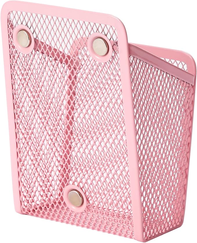 Magnetic Pencil Holder,Mesh Stainless Steel Pen Basket, Metal Writing Utensil Storage Organizer for Whiteboard,Blackboard,Kitchen, Locker, Home, or Office