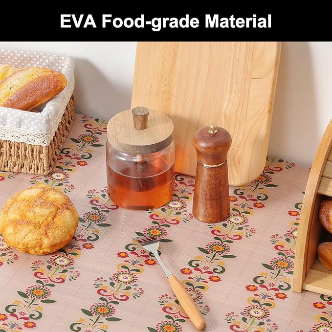 Cooyes Shelf Liner – Non-Slip Cabinet & Drawer Liner for Kitchen – Non-Adhesive Waterproof Shelf Paper with Modern Pattern – Durable EVA Cabinet Mat – Easy to Cut (Sunflower,17.5" W x 197" L)