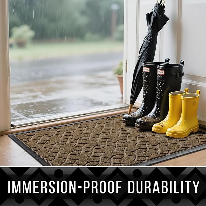 Yimobra Extra Large Door Mat 60x36, All-Season Waterproof Doormat Outdoor Entrance, Heavy Duty Non-Slip Outside Door Mat for Garage Patio Proch Entryway Indoor, Easy Clean, Brown