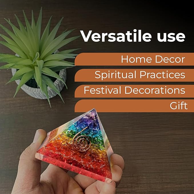 Orgone Pyramid of Success – 7 Chakra Orgonite Pyramid for Healing, Meditation, Stress Relief, Positive Energy & Chakra Balancing