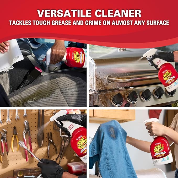 Krud Kutter Original Cleaner Degreaser Spray, 32 oz, Heavy Duty Multi Surface Cleaner for Grease, Oil and Tough Stains, Ready to Use for Kitchen, Garage, Floors and Outdoor Surfaces
