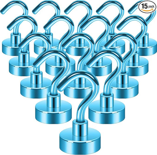 Neosmuk Magnetic Hooks, Heavy Duty 30lb+ Strong Magnet Hook for Cruise Cabins, Cruise Ship Essentials for Hanging, Metal Wall Refrigerator Hangers (RoyalBlue, 15 Pack)