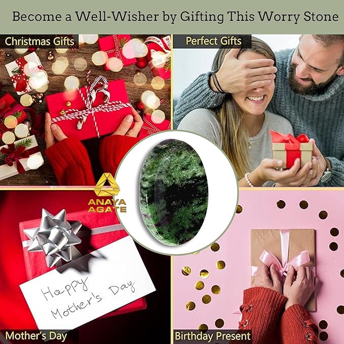 Ruby Zoisite Worry Stones – Crystal Thumb Worry Stone for Anguish, Stress – Relaxing & Soothing Balance Stones for Meditation, Relief – Healing Stones & Crystals for Men, Women