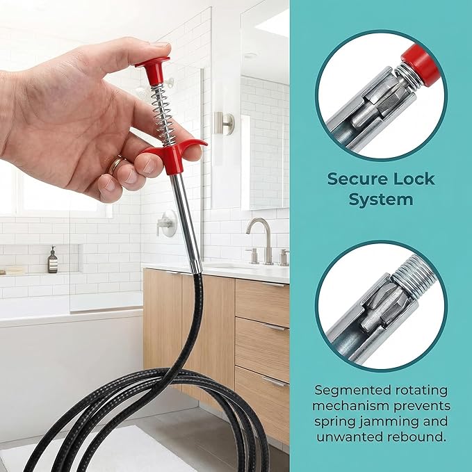 79 Inch Drain Snake Hair Drain Clog Remover Tool,Flexible Grabber Claw Pick Up Reacher Tool for Litter Pick, Toilet, Sewer, Shower, Kitchen Sink