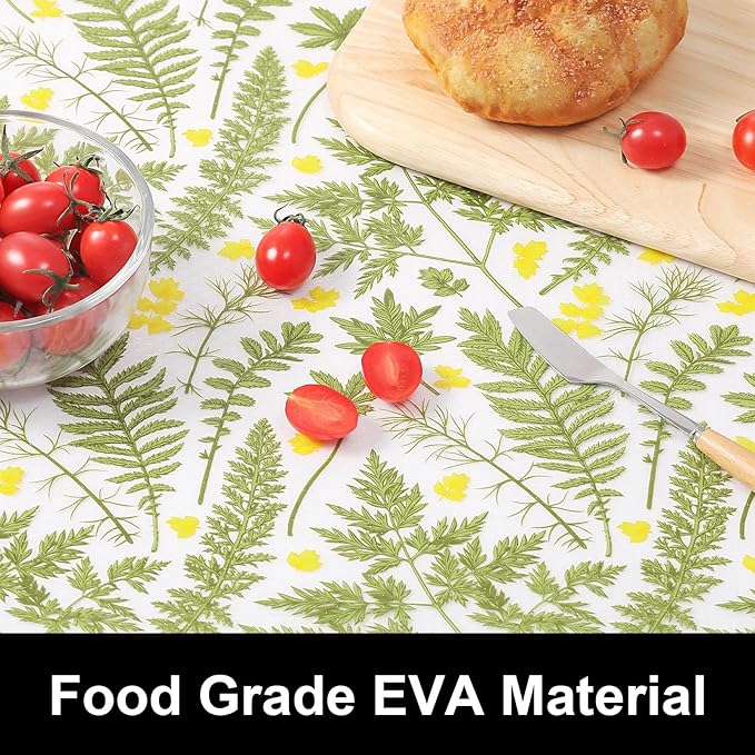 Cooyes Botanical Shelf Liner for Kitchen Cabinets Refrigerator Liners Waterproof & Oil-Proof Kitchen Cupboard Liner Drawer Mats EVA Material Non Adhesive Fridge Liner for Shelves（11.8" W x 236" L）