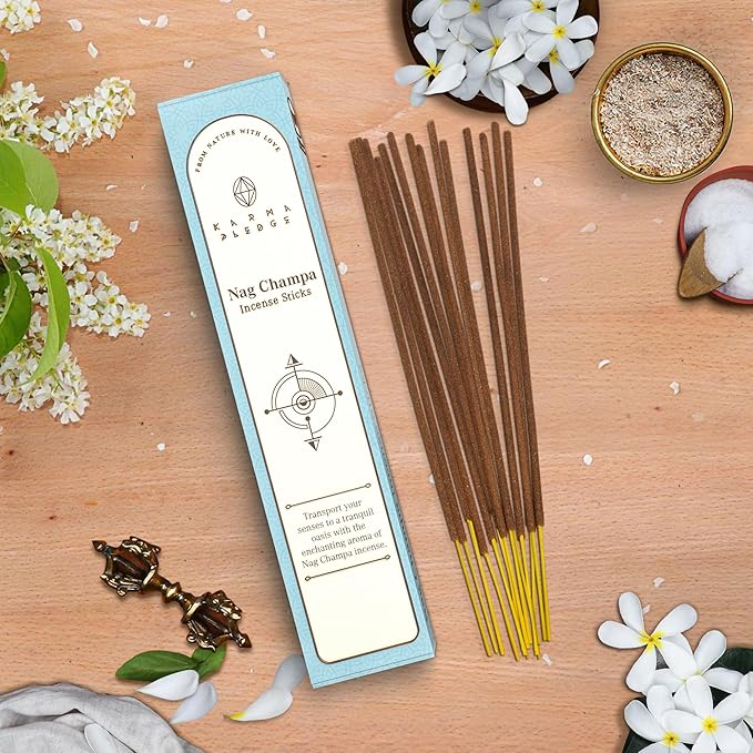 Nag Champa Incense Sticks, Organic Hand Dipped Incense, Natural Herbs & Aromatic Ingredients, Contain 40 Sticks Inside, Burn Time 45-60 Min, Spiritual Gifts, Incense by Karma Pledge