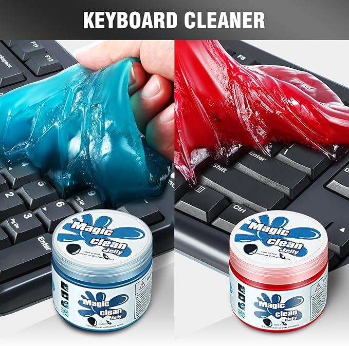 DNA MOTORING 2 Pack Car Cleaning Gels Auto Detailing Tools Cleaning Putty Car Interior Cleaner, Car Jelly Cleaner, Keyboard Cleaner, Car Cleaning Supplies Car Gifts for Men Women,Blue+Red, TOOLS-00147