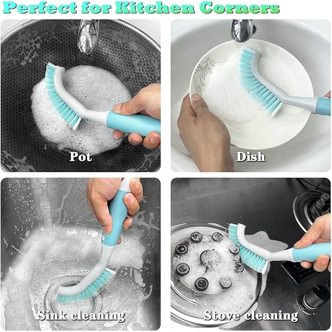 2Pcs Cleaning Brushes, Multi-Purpose Right Angle Brush for Scrubbing Kitchen, Coffeeroom, Tearoom Deep Cleaning of Edge, Corner, Crevices, Grout, Scrubbing Bottles, Cups, Jars, Cans for Household Use.