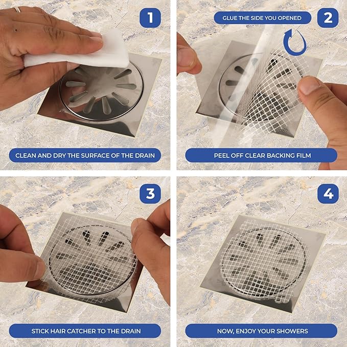 Disposable Hair Catcher Shower Drain Mesh Stickers, 35 Pack
