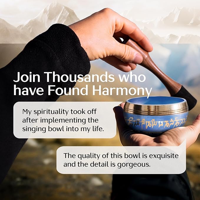 Handmade Tibetan Etched Singing Bowl Set – Sound Bowl & Meditation Bowl with Cushion, Mallet & Guide – Handmade Nepali Bowls – Sound Bath Accessories – Bronze Singing Bowls