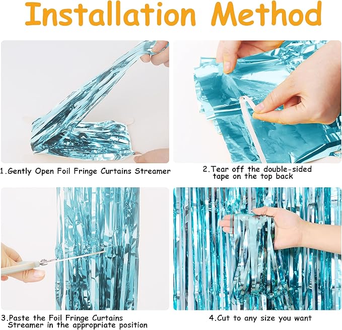 Streamer Party Decorations - 3.28 ft x 6.56 ft Metallic Foil Fringe Curtains Party Streamer Photo Backdrop for Birthday, Wedding, Baby Shower & Holiday Decor