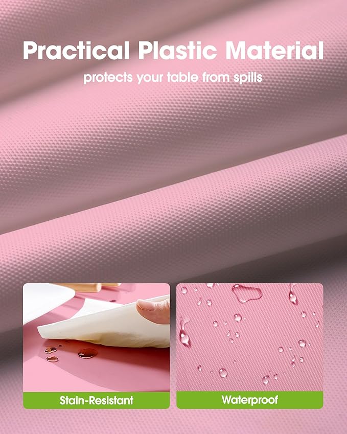 Pureegg Plastic Table Cloth Disposable 10 Pack, 84'' Round Table Cloths, Easter Party, Valentines, Mothers Day Decorations, Tablecloths, Round, Pastel Plastic Cover, Leakproof & Sturdy, Pink