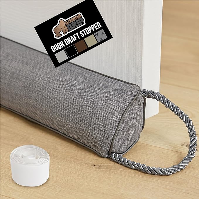 GORILLA GRIP Door Draft Stopper for Bottom of Doors, Sweep Weather Stripping Seal Noise, Cold Air Blocker, Soundproofing, Warmth Sealer, Easy Install Gap Filler, Home Essentials, 36 Inch, Gray