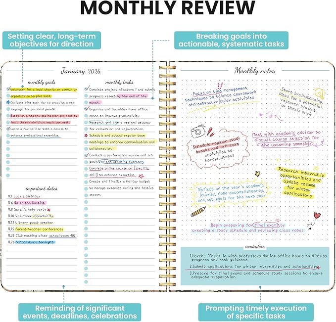 Monthly Planner 2026-2027, 2 Year Months Calendar Planner 2026-2027, Runs from January 2026 - December 2027, 7" x 10", 24 Months, Perfect for School Office Home Planning - Wild Rose