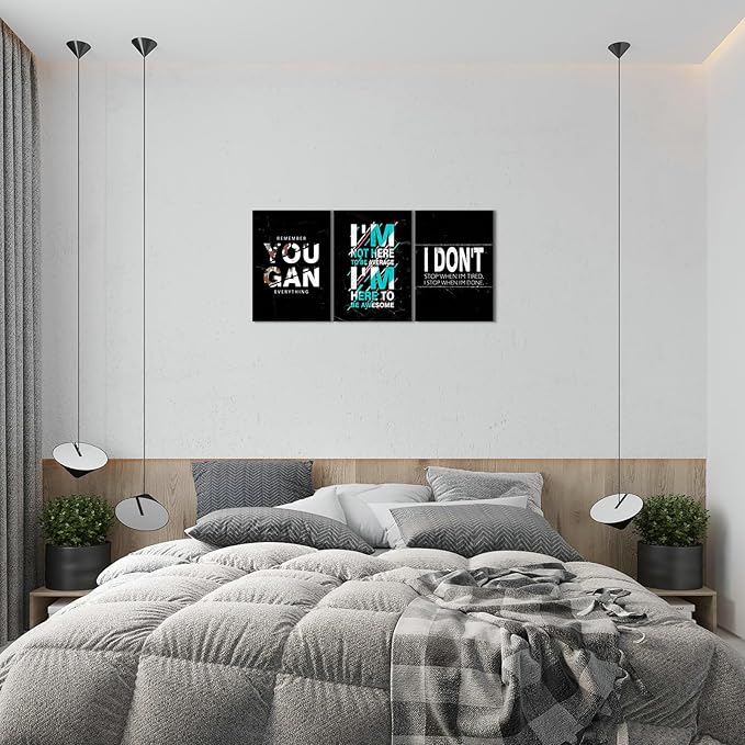 KAWAHONE -3 Pieces Inspirational Quotes Canvas Wall Art, Motivational Canvas Print Positive Encouraging Canvas Posters for Office Home Wall Decor Framed Gift