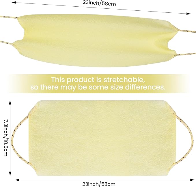 3 Pcs Double-Sided Back Exfoliator Body Scrub Towel, Exfoliating Back Scrubber with Handles,Exfoliating Washcloth Bath Tool in Shower, Stretchable Back Washer to Deep Cleans Skin (Beige)