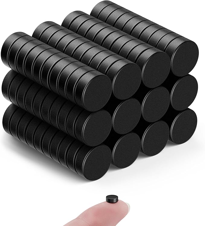 SMARTAKE 120 Pcs Refrigerator Magnets, 6x2mm Small Round Fridge Magnets, Multi-Use Premium Neodymium Tiny Circle Magnets, for Whiteboard, Billboard, Crafts, DIY, Home, Kitchen, Office, School (Black)