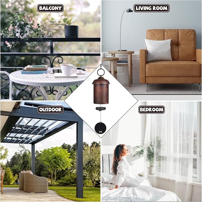 Deep Tone Wind Chimes for Outside - 22" Bronze Serenity Bell, Durable Anodized Aluminum Wind Chimes for Garden, Patio, Porch, Yard, Memorial and Housewarming Gifts, Weather-Resistant Outdoor Decor