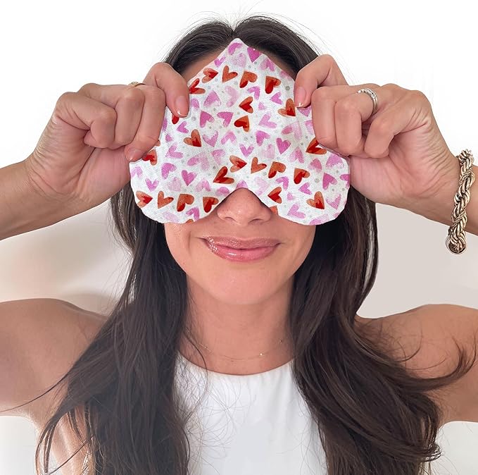 Heart Eye Pillow for Girls – First Period Gift with Lavender & Flaxseed – Hormone Support, Cramps, Stress Relief – Pink Hearts – Warm Compress for Emotional Comfort