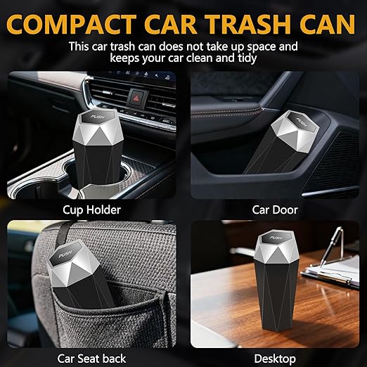 Car Trash Can with Lid - 1-Pack, Interior Accessories for Vehicles, Leakproof Garbage Can with 30 Detachable Trash Bags, Multipurpose Organizers and Storage Solutions for Home and Office