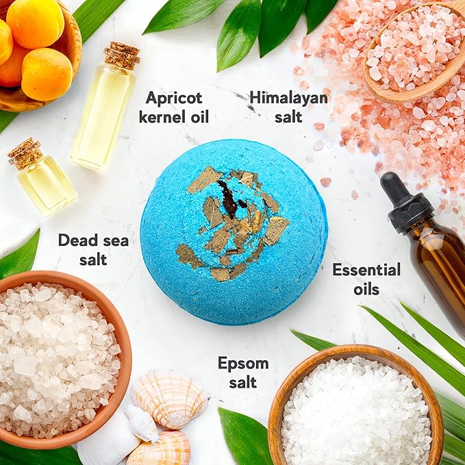 Handmade in USA Organic Bath Bombs Gift Set for Women All Natural with Epsom Salt Relaxation Dead Sea Salt Safe Bath Bombs Kit for Kids Her Mom Mother Grandma Girlfriend - Best Gifts Idea