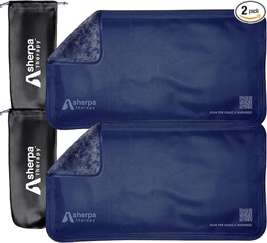 Small Soft Ice Packs for Injuries Reusable - Hot and Cold Flexible Gel Ice Packs Reusable for Ankle, Hand, Wrist, Head Pain Relief - 5" x 10" - 2PK - Blue
