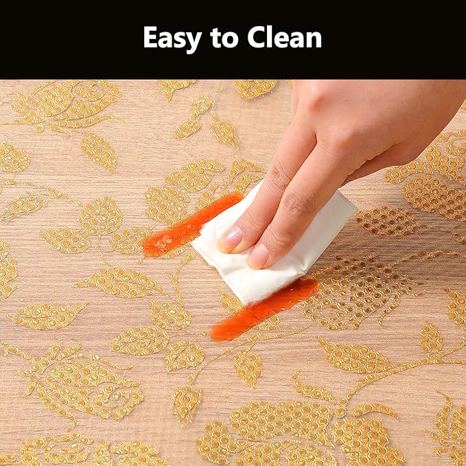 INNOLITES Shelf Liner for Cabinets, Non-Adhesive for Kitchen Drawer Liner, Waterproof Shelf Paper with Floral Pattern, Durable Easy to Clean (Golden Rose, 17.5" x 197")