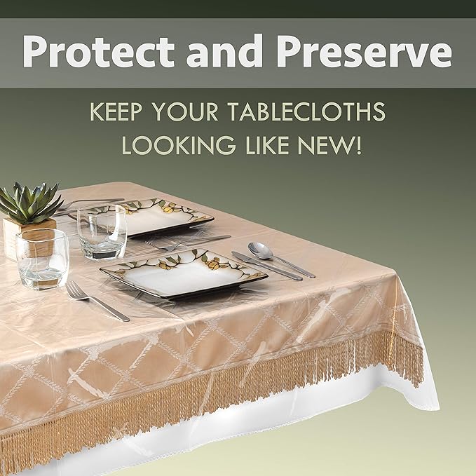 Elaine Karen Clear Plastic Table Cover Protector 100% Waterproof Table Protector Crystal Clear Plastic Tablecloth Cover for Dining Table Heavy Duty Vinyl, 60" Round