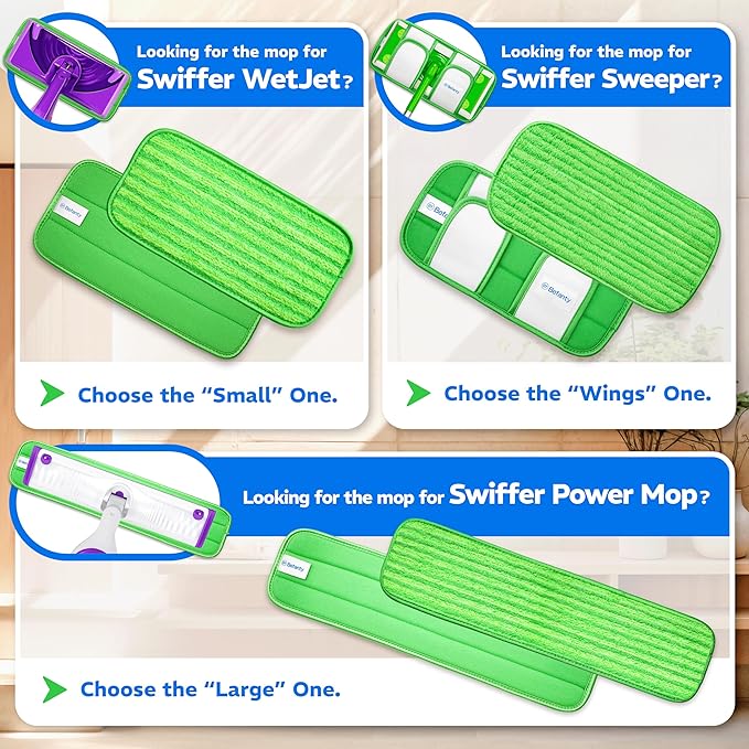 Befanty 2 Pack Reusable Mop Pads, Compatible with Wet Jet, Wet Pads Refill for WetJet, Microfiber Cloths for Hardwood Floors Cleaning, Machine Washable Mop Pads, Wet Dry Use, Scraper Included
