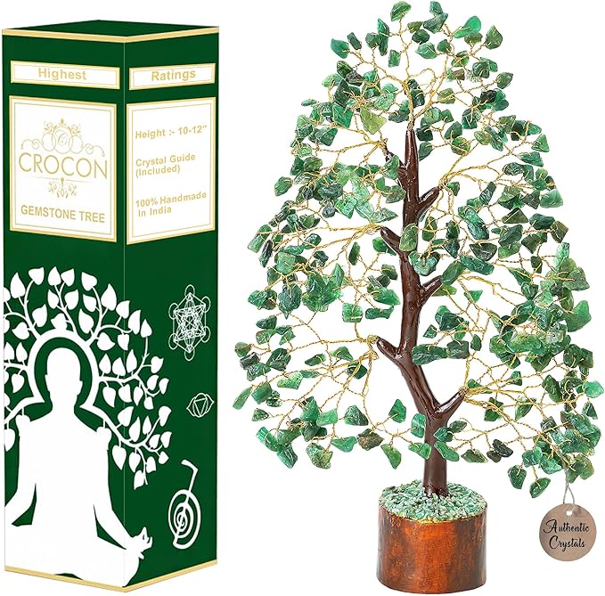 Green Aventurine Feng Shui Healing Crystals Tree of Life Gemstone Crystal Tree Bonsai for Spiritual Gifts Sage Green Home Decor for Women Birthday Gifts for Men House Warming Gifts