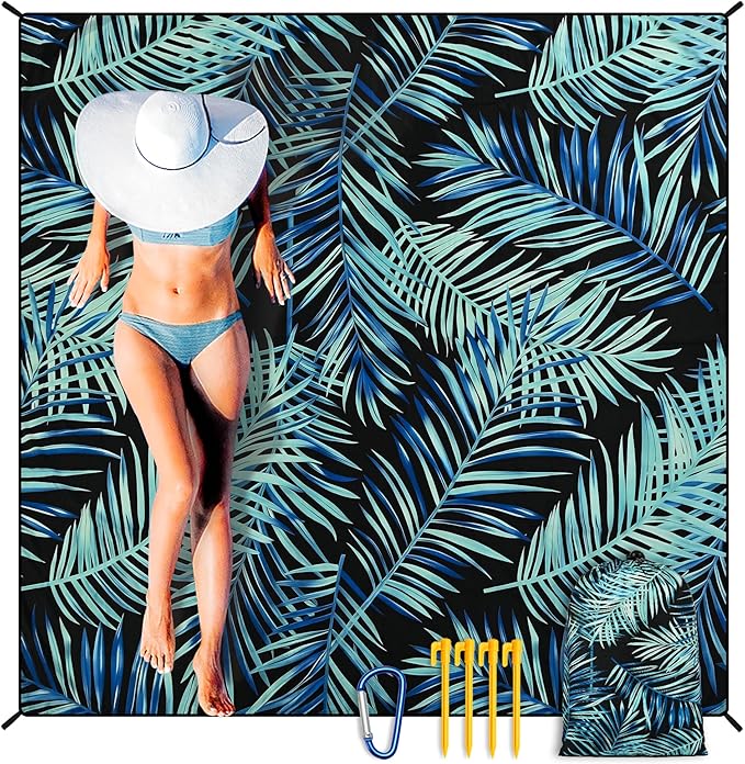 HIHOHO Beach Blanket Waterproof Sandproof Extra Large Beach Mat 79" X 83"/120"x108" for 1-8 Adults Quick Drying Durable Outdoor Picnic Mat for Beach Travel Camping Hiking