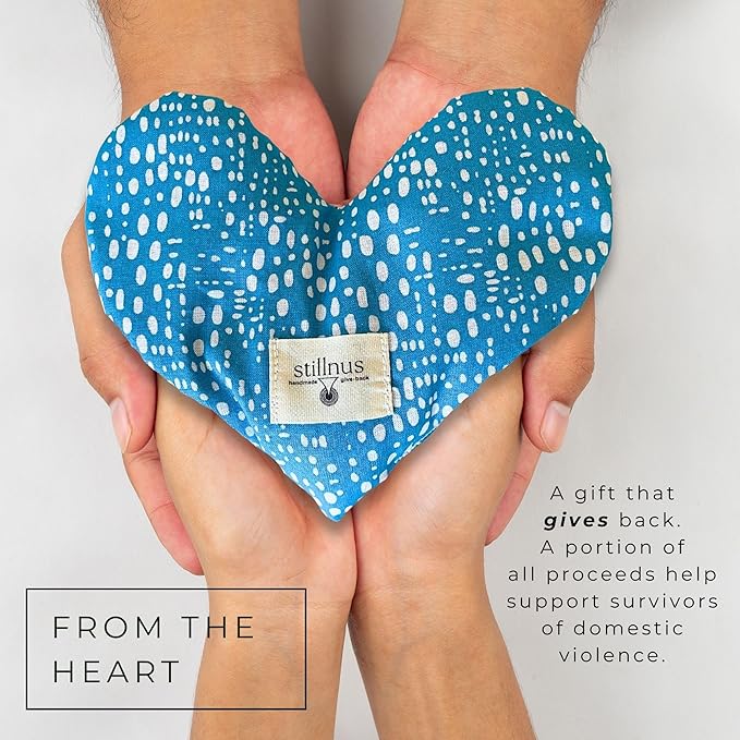 Handmade Weighted Heart-Shaped Eye Pillow - Organic Lavender & Flax Seed, Hot/Cold Compress for Stress Relief- Meditation Tool