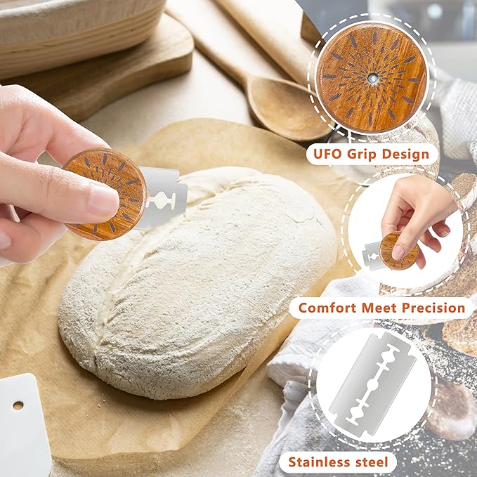UFO Bread Lame Cutter for Homemade Sourdough,Bread Scorer Tool for Sourdough with 5 Blades and Case,Slashing Tool Bread Cutting Knife for Artisan Bread and Baguette Makers,Aurora