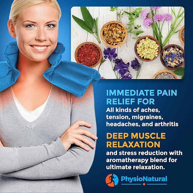 Weighted Neck and Shoulder Wrap - Instant Relief for Tension and Stress, Migraines, Headaches, Aches, Spasms, Arthritis, Stiffness - Deep, Penetrating Muscle Relaxation with Herbal Aromatherapy