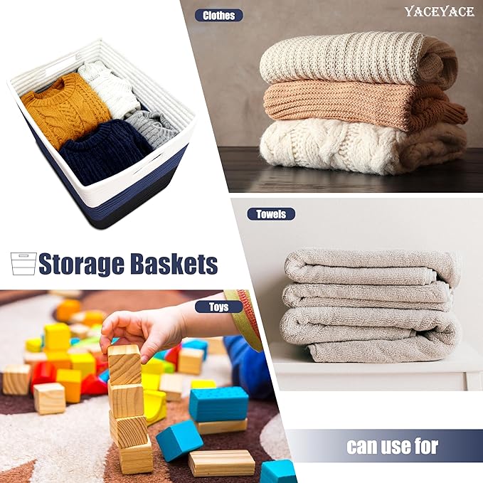 YACEYACE Cube Storage Bins for Shelves, 3 Pack Storage Bins for Shelves, Foldable Fabric Baskets for Home, Toys, Bookshelf, Towels, Bathroom, Bedroom