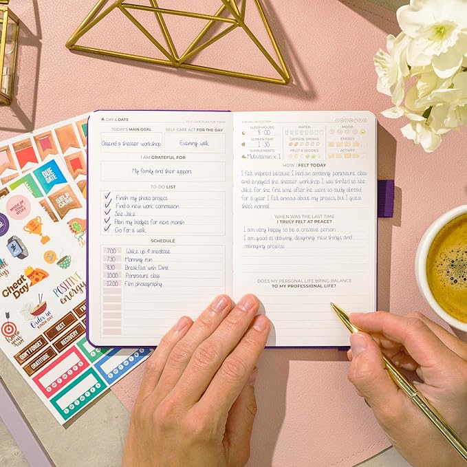 Clever Fox Self-Care Journal Pocket – Daily Reflection Notebook – Mental Health & Personal Development Planner, Meditation & Mood Log (Purple)