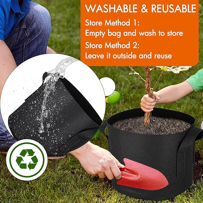 Gardzen 6-Pack 1 Gallon Grow Bags, Aeration Fabric Pots with Handles, Heavy Duty Cloth Pots for Plants