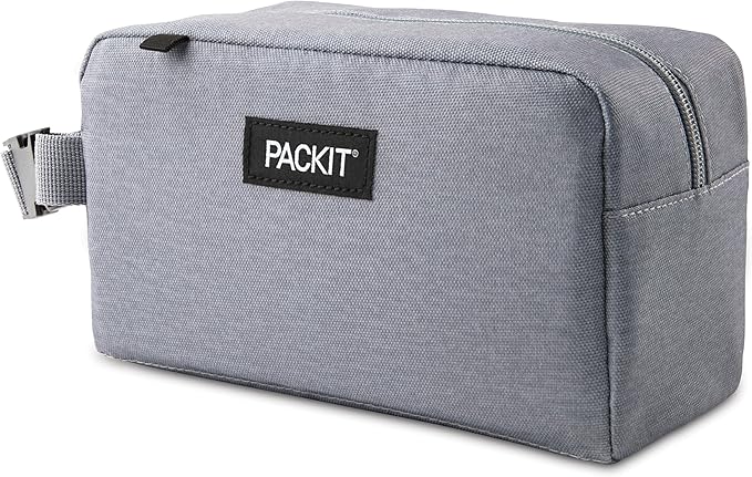 PackIt Freezable Snack Box, Gray Fog, Built with EcoFreeze Technology, Collapsible, Reusable, Zip Closure with Buckle Handle, Designed For Work Snacks, Fresh Snacks On the Go, Adults, and All Ages