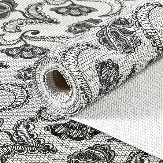 Drawer and Shelf Liner, Non-Slip Kitchen Cabinet Liners Non-Adhesive Thick Strong Grip Waterproof Washable Mats Protect Dresser Shelves Cupboard Bathroom Cabinets, Boho: Floral, 12 in X 20 FT