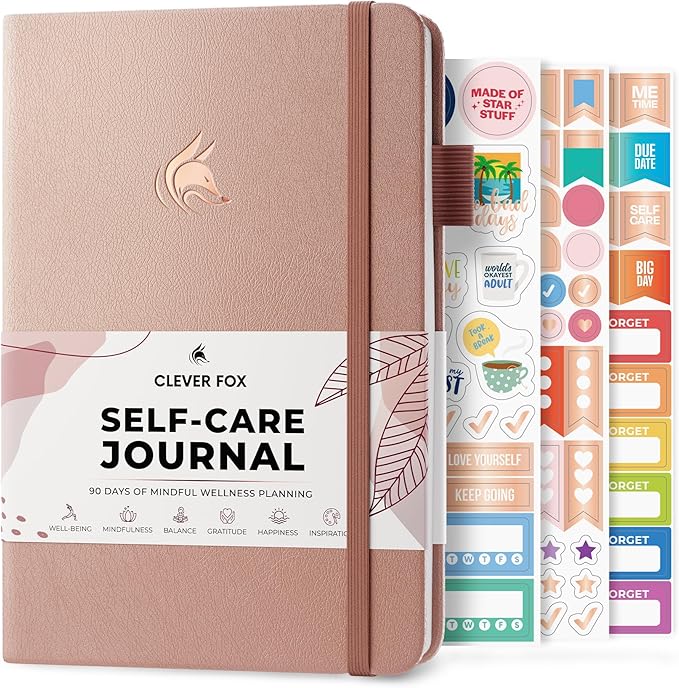 Clever Fox Self-Care Journal – Daily Reflection Notebook – Mental Health & Personal Development Planner, Meditation & Mood Log, A5 (Rose Gold)