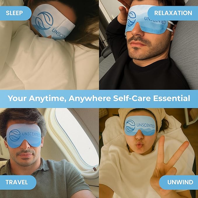 Body Restore Heated Eye Mask for Dry Eyes 5 Pack - Self Heating Warm Compress, Christmas Stocking Stuffers, White Elephant, Birthday Gifts for Women, Men, Stye Eye Treatment, Relaxation - Unscented