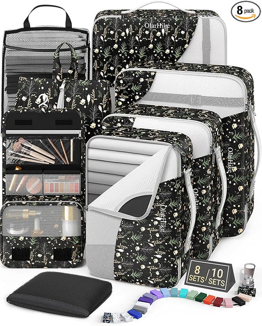 8 Set Packing Cubes for Travel, Gifts for Women Mom,Anti-Tearing Suitcase Organizer,OlarHike Vacation Essentials & Accessories for Cruise Ship