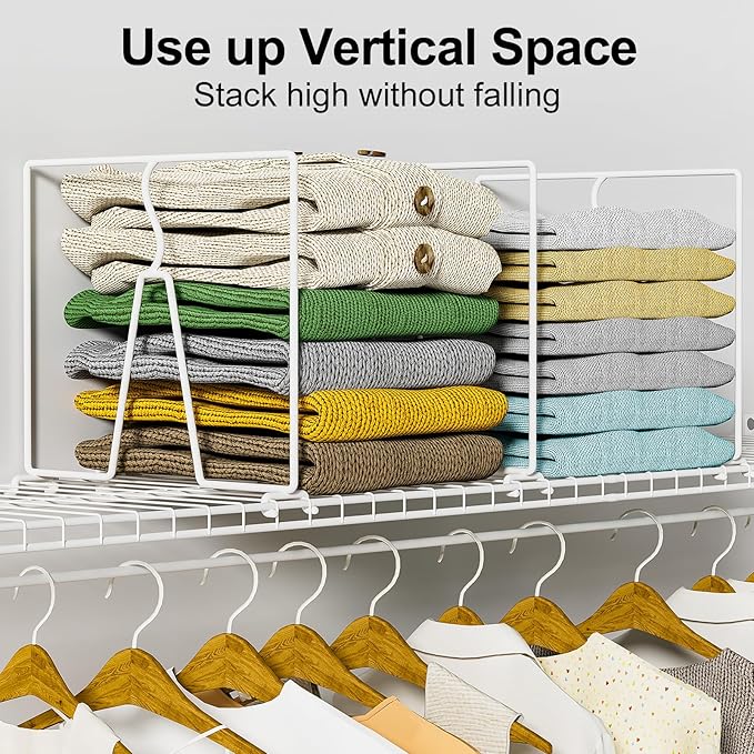 Wire Shelf Dividers for Closet: Tall 8 Pack 12-inch Deep Wire Rack Accessories - Adjustable Purse Organizer for Clothes Handbags - Metal Pantry Separators