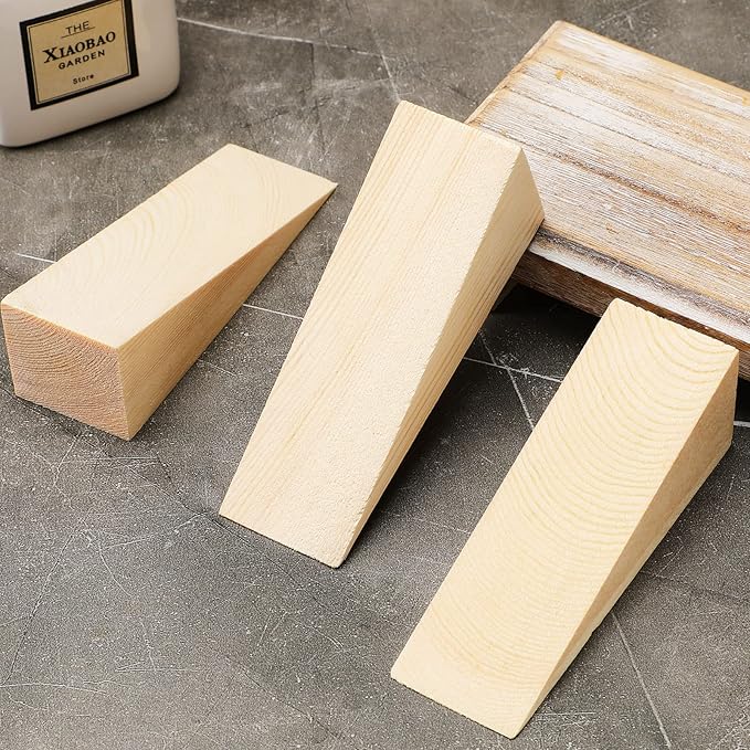 6 Pcs Wooden Door Stopper Wedge Non Slip Firefighter Wood Door Stopper Wedge for Most Surfaces Solid Block