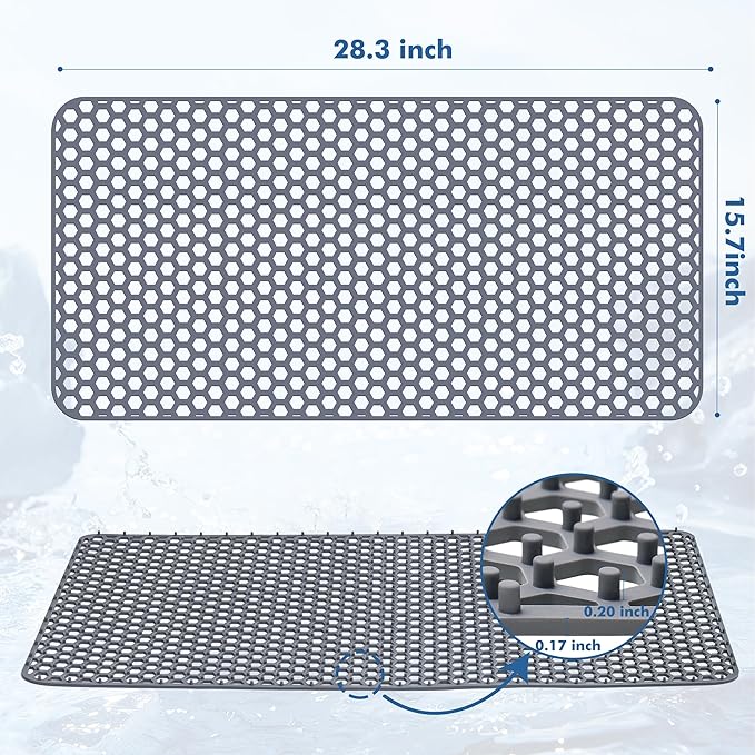 Silicone Sink Protectors for Kitchen Sink - 28.3"x 15.7" Kitchen Protector Mat Accessory, Non-Slip Heat Resistant Mat for Bottom of Farmhouse Stainless Steel Porcelain (Gray)