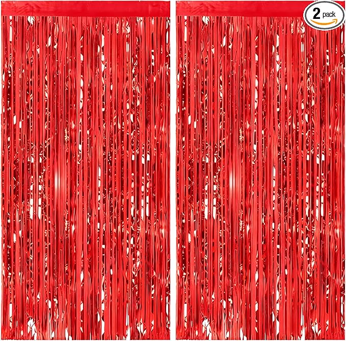 Streamer Party Decorations - 3.28 ft x 6.56 ft Metallic Foil Fringe Curtains Party Streamer Photo Backdrop for Birthday, Wedding, Baby Shower & Holiday Decor