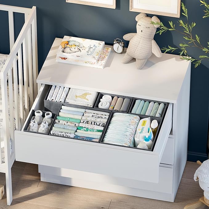 Drawer Organizer Set of 12 Dark Gray - Nursery, Bedroom, Closet Organizer & Storage