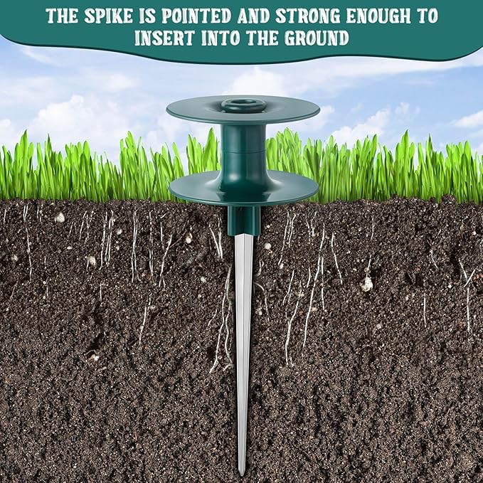 Chumia 2 Pieces 10 Inch Garden Hose Guide Spike, Zinc Coated Rustproof Heavy Duty Metal Stake, Sturdy Top, Keeps Garden Hose Out of Flower Beds, Guard for Yard Plant Protection (Dark Green)